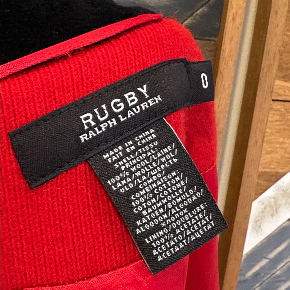 Vintage Ralph Lauren Rugby Long Red Wool Flared Coat size 0 - Picture 12 of 15